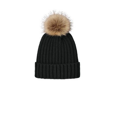 Port Authority® Faux Fur Pom Beanie